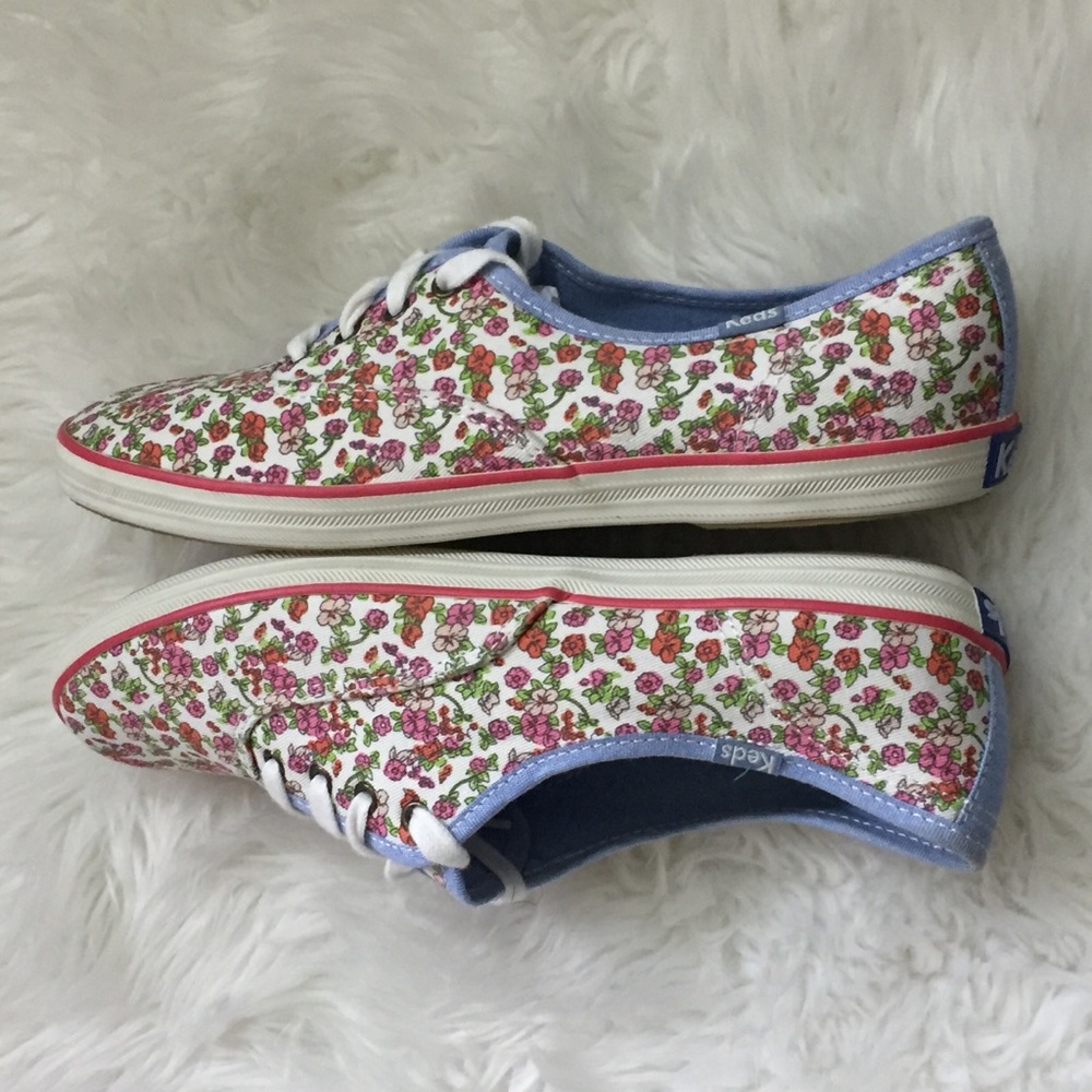 Keds 8.5 Floral Plimsolls Champion Shoes New - Picture 3 of 8